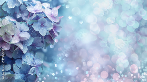 hydrangeas flowers with glitter bokeh background