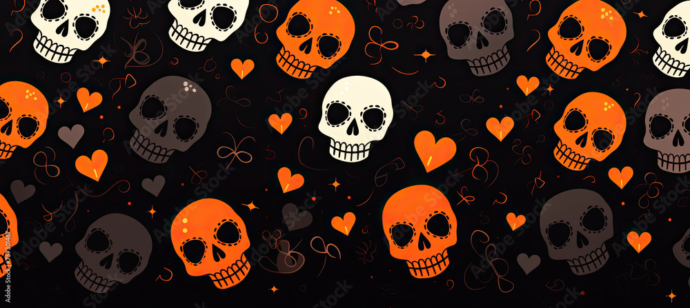 Halloween pattern with skulls background Halloween pattern with skulls background