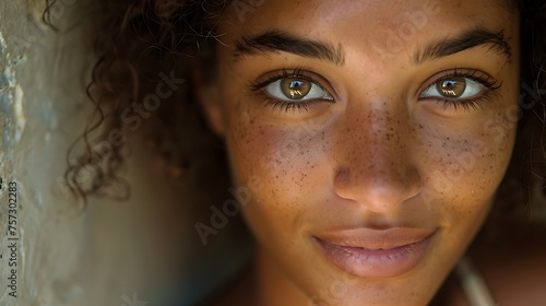 beautiful black woman with beautiful eyes posing for camera