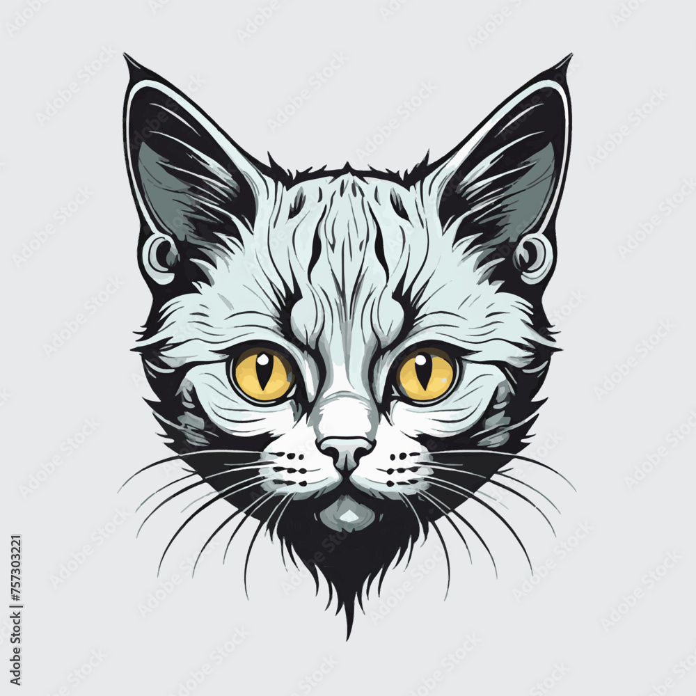 vector isolated of cute kitten head vector isolated of cute kitten head