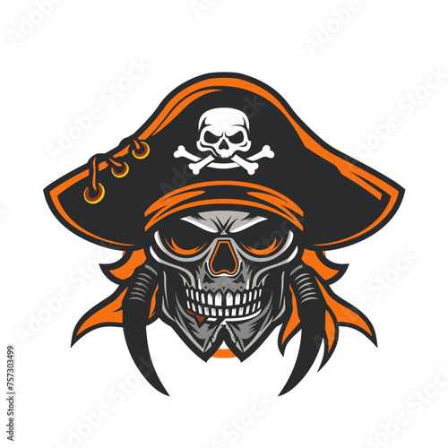 Vector esports logotype pirate skull on white background, logo pirate skull, icon pirate skull, sticker pirate skull, symbol pirate skull, emblem pirate skull