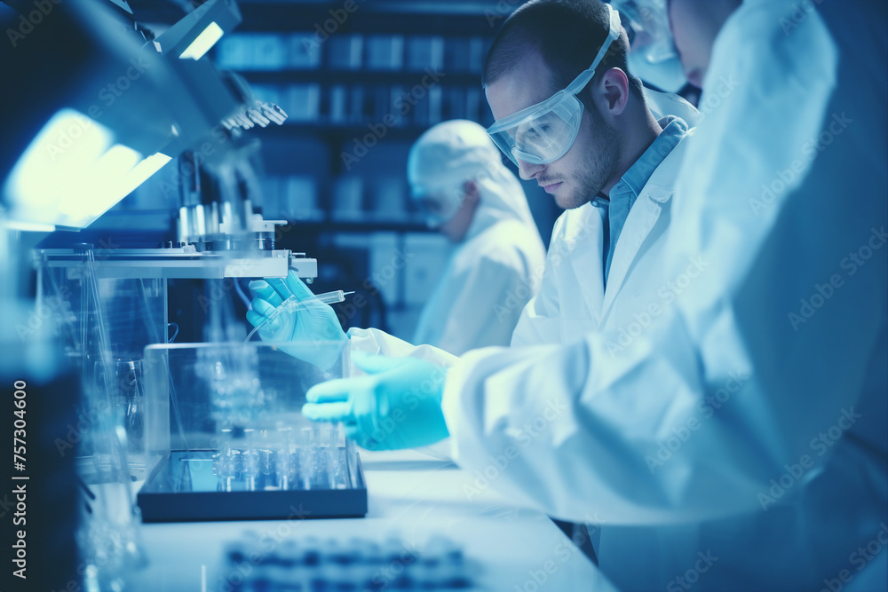 Generated with AI image of scientist doing research explore analysis in a laboratory Generated with AI image of scientist doing research explore analysis in a laboratory