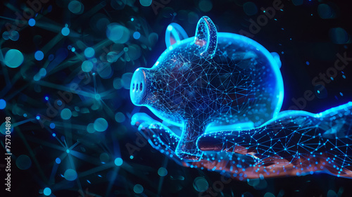 Digital piggy bank. Digital savings piggybacking. 