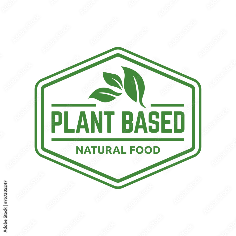 Plant based label. with leaf icon. Vector illustration isolated on white background Plant based label. with leaf icon. Vector illustration isolated on white background