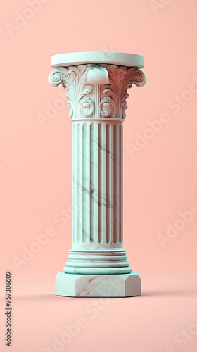 Greek pillar on pastel background