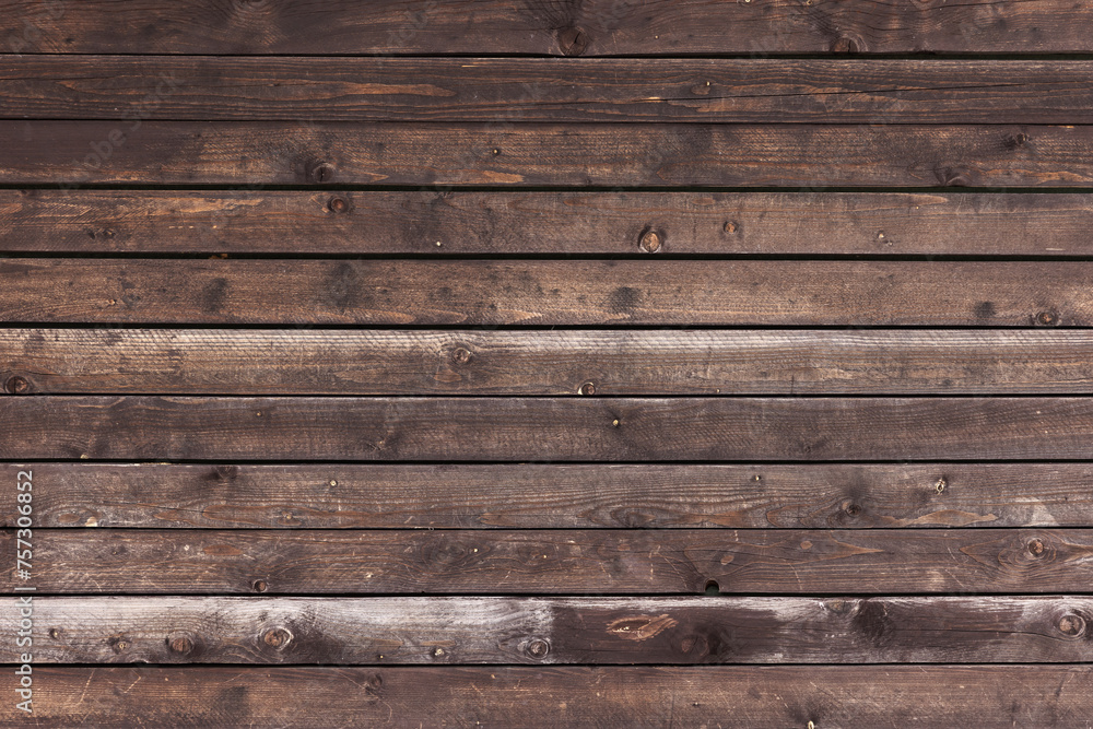 Brown wooden wall, front view, background texture Brown wooden wall, front view, background texture
