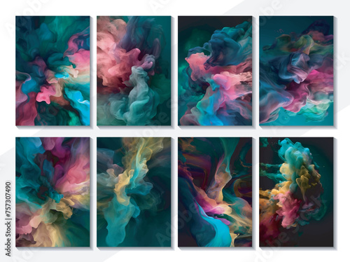 Multicolored abstract grunge background. Background set.