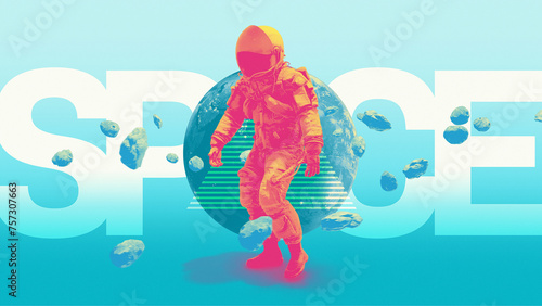 Astronaut Graphical Space Background 06