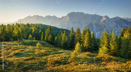 Blick auf die Lienzer Dolomiten über das Pustertal vom Hochstein, Osttirol, Tirol, Österreich photo