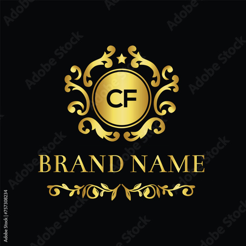 Initial monogram CF letter logo design template