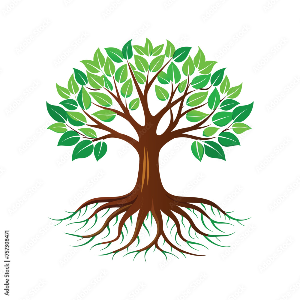 Tree with roots vector illustration