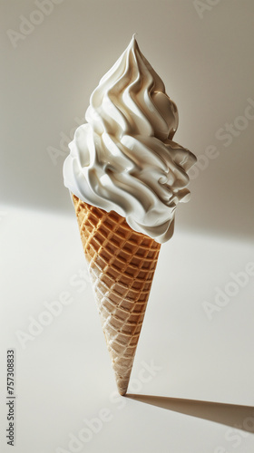 Classic creamy soft serve ice cream and  waffle cone