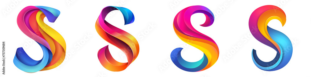 Letter S with colorful gradients, Logo design, alphabet, isolated on a transparent background Letter S with colorful gradients, Logo design, alphabet, isolated on a transparent background