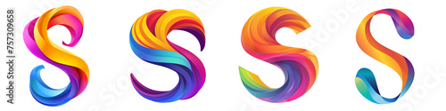 Letter S with colorful gradients, Logo design, alphabet, isolated on a transparent background photo