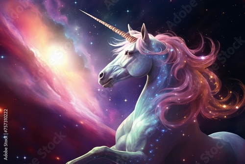 Celestial unicorns horn lighting up the sky guiding lost stars home