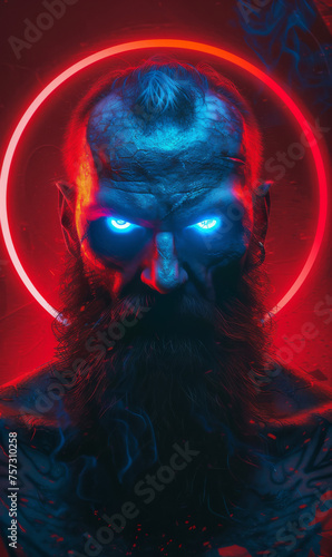 Mighty Zeus: Blue Glowing Eyes with Menacing Red Glow
