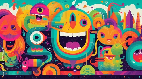 Striking poster for a kids show featuring playful characters in bold colors