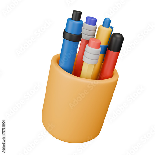 3D Illustration of Pen Holder
