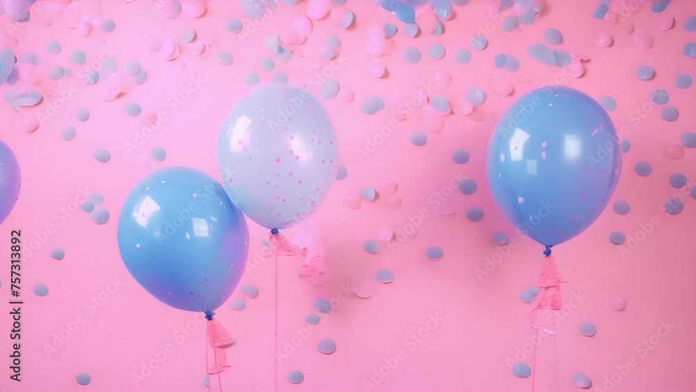 Celebrate, balloons and confetti background with copy space for festive gender reveal party, decor, balloon, birthday, fun, holiday, surprise, festive, happy. Celebrate, balloons and confetti background with copy space for festive gender reveal party, decor, balloon, birthday, fun, holiday, surprise, festive, happy.