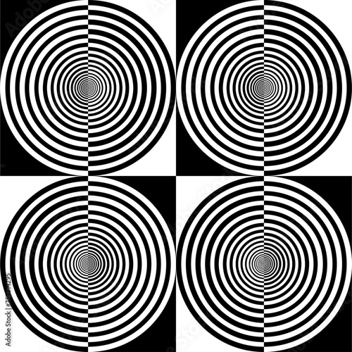 Stripe Circle Shape in Contrast Color, Black White, can use for Wallpaper, Cover, Greeting Card, Decoration Ornate, Ornament, Background, Wrapping, Fabric, Textile, Fashion, Tile, Carpet Pattern, etc