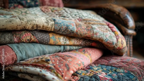 Vintage handmade Patchwork coverlet or blanket