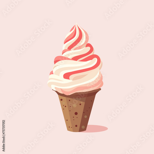 Cute ice cream isolated on pink background, different flavors. Vector illustration in flat style