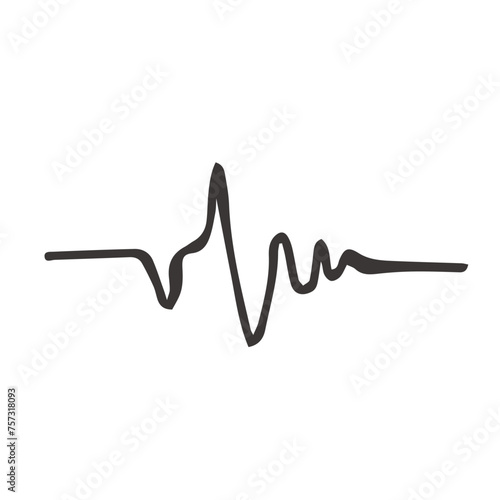 Heart rate icon in doodle sketch lines. Human pulse line beep graph in vector photo