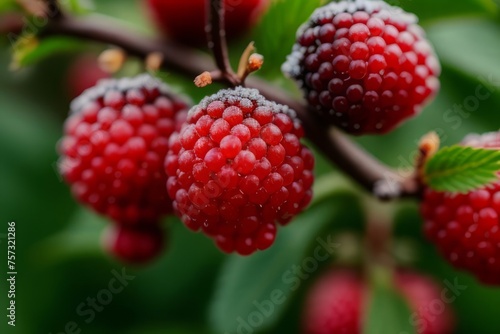 winter red berries nature snow tree plant season frost raspberries tree branch background