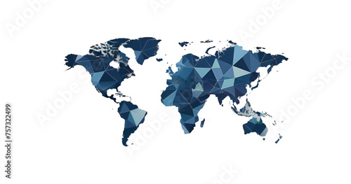 Flat Polygonal World Map Illustration Isolated on a Transparent Background