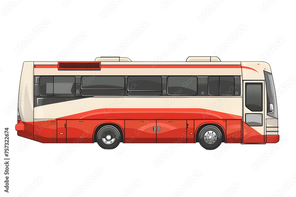 Red City Bus Isolated on a Transparent Background