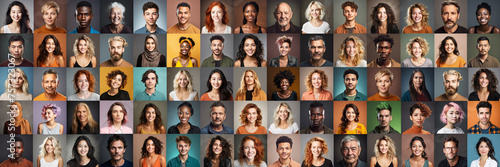diversity collage of individual people of different age and ethnicitiy photo