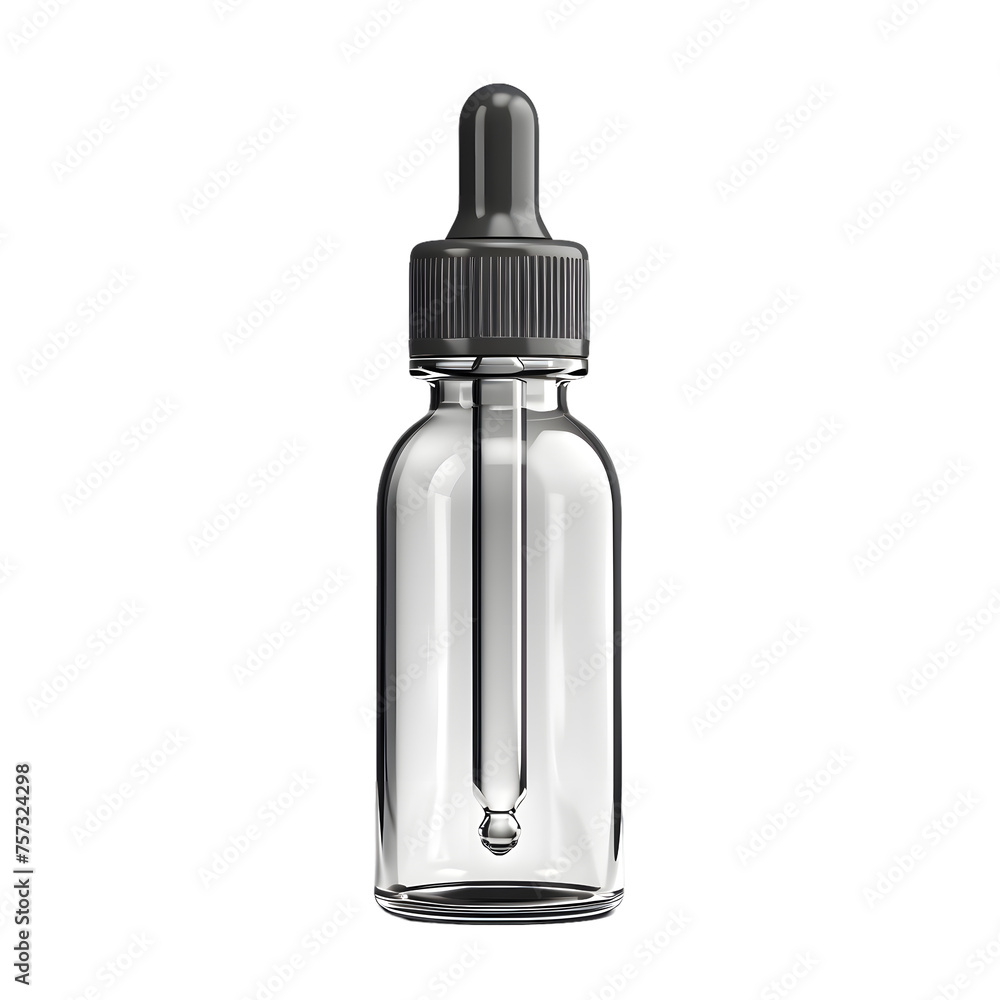 Glass dropper bottle mock up isolated on transparent background