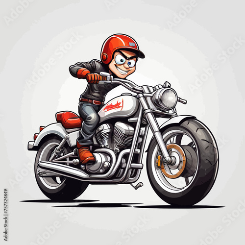 Motorcycle Cartoon Logo Design Very Cool