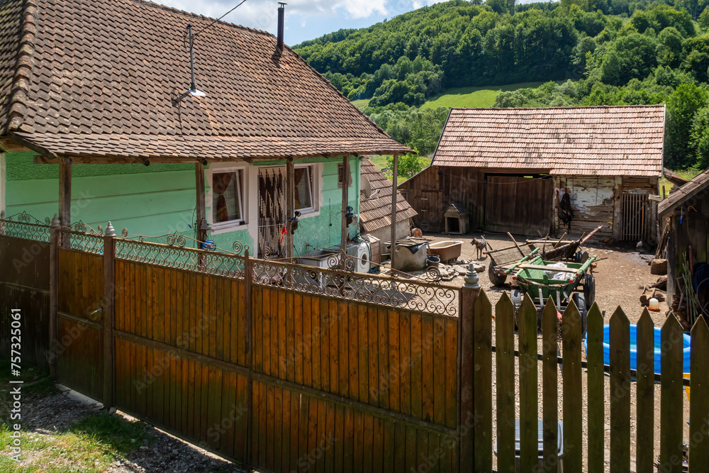 Old Farm house in the carpathian of romania - obrazy, fototapety, plakaty 