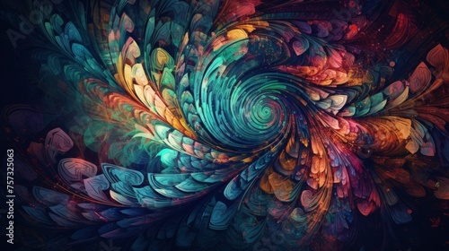 Dynamic patterns: Abstract background with vibrant colors and dynamically intricate patterns. © Irfanan