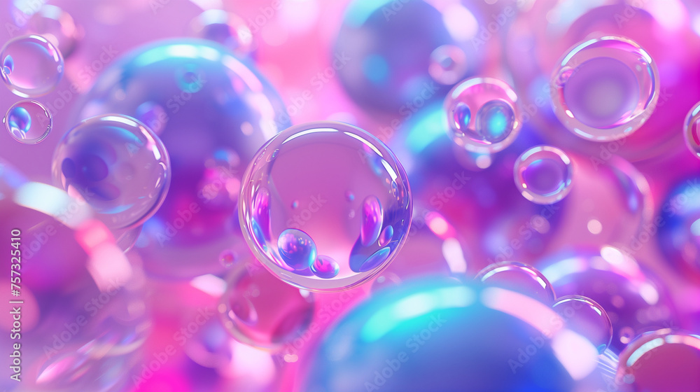 Illustration of colorful 3d bubbles, 3D bubbles, Bubble background