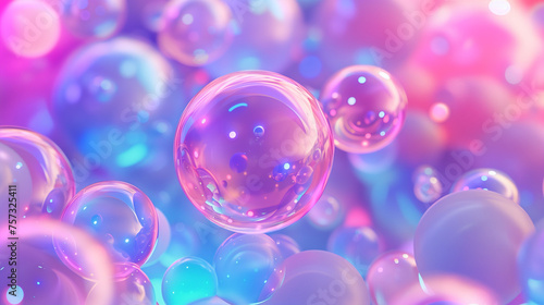 Illustration of colorful 3d bubbles, 3D bubbles, Bubble art