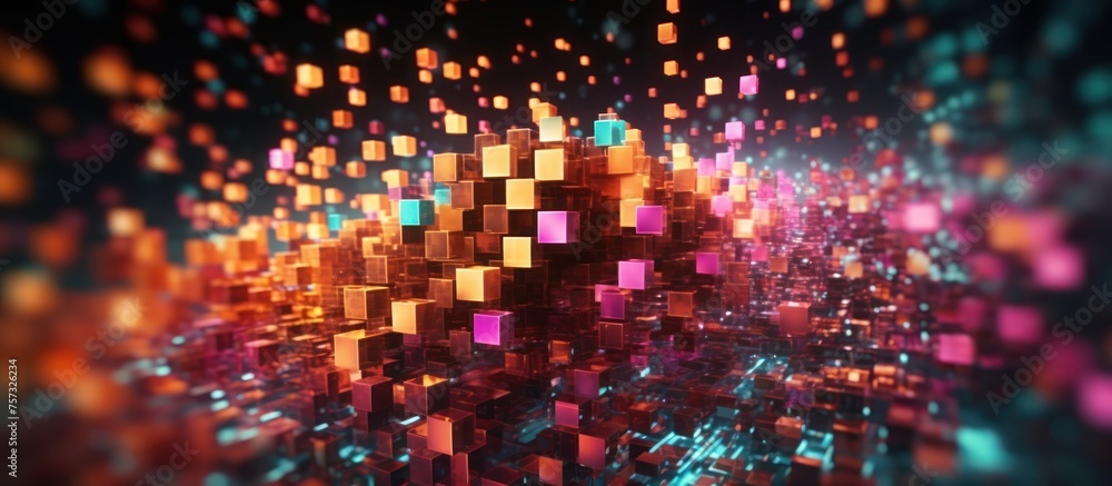 digital geometric technology with particles digital data network connection concept. digital geometric technology with particles digital data network connection concept.