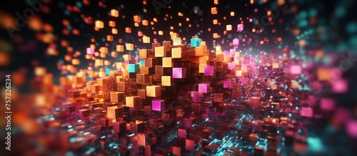 Wallpaper Mural digital geometric technology with particles digital data network connection concept. Torontodigital.ca