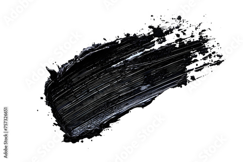 Mascara brush stroke texture black paint swatch makeup smudge ink isolated on transparent background