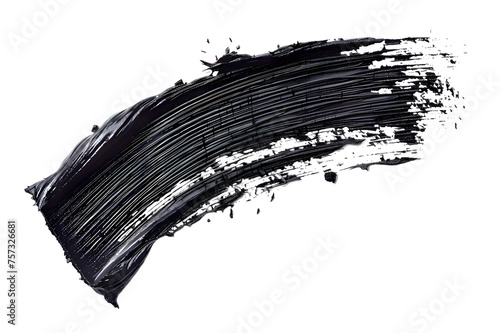 Mascara brush stroke texture black paint swatch makeup smudge ink isolated on transparent background