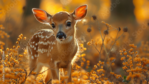 Deer in a field of flowers