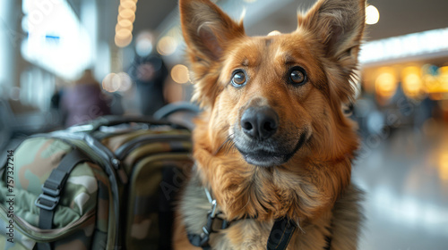 Service dogs. Sheepdog in training in special training centers. 