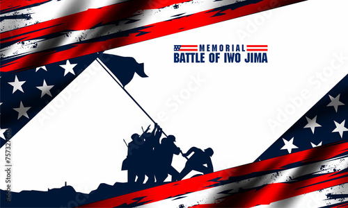  battle of iwo jima , soldiers raising the American flag atop the island of Iwo Jima. photo