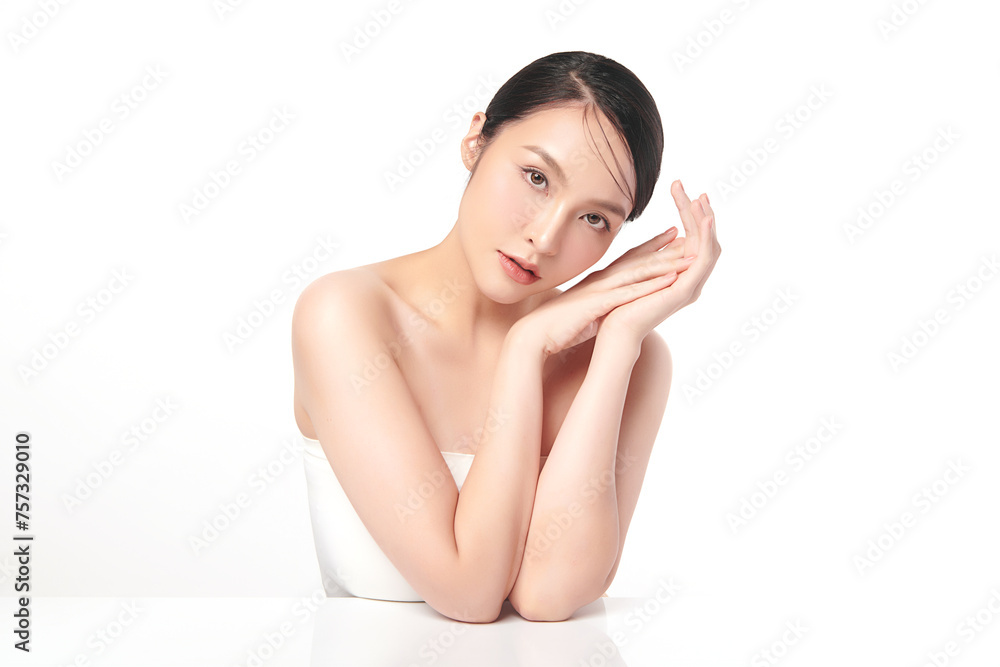 Beautiful young asian woman with clean fresh skin on white background, Face care, Facial treatment, Cosmetology, beauty and spa, Asian women portrait. Beautiful young asian woman with clean fresh skin on white background, Face care, Facial treatment, Cosmetology, beauty and spa, Asian women portrait.