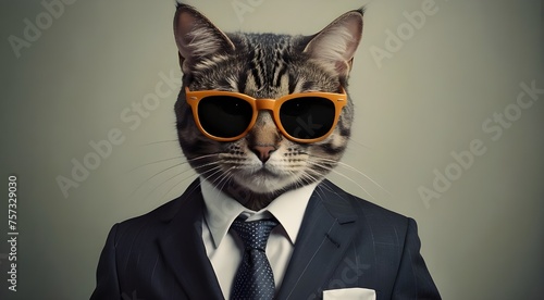 cat with glasses and a t-shirt, Suit, Hat, Sunglasses, Adorable, Cute, Glamour, Elegant, Playful, Creative, Artistic, Digital, Illustration, Stock, Photograph, Fashion, Style, Pet, Feline, Trendy, Dap