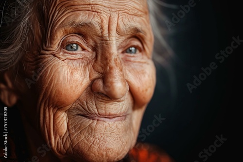 Smiling mature woman face. Real mid. Generate Ai