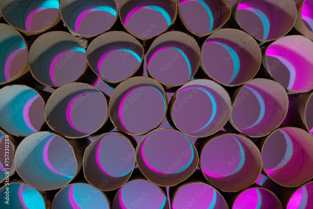 Simple toilet paper rolls with colored backlighting Simple toilet paper rolls with colored backlighting