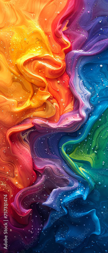 Abstract art of rainbow colors swirling