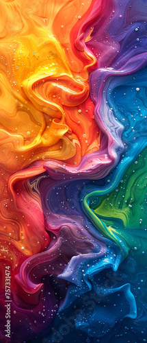 Abstract art of rainbow colors swirling